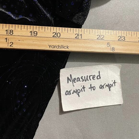 Black Velvet Blue Sparkle Layered Wrap Top Size XL Dark Romantic Whimsigoth - Picture 9 of 11